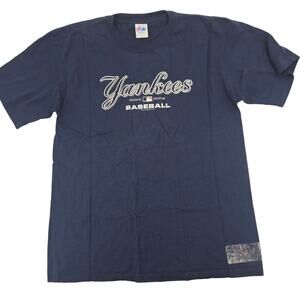 Vintage Y2K Majestic Authentic NY Yankees 1999 Navy Blue Graphic Tee Size L 1894